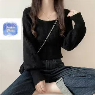 Áo Len Kiểu, Áo Sweater Cổ Vuông Tay Phồng Màu Trơn Style Hàn Quốc Áo Len Dệt Kim Hàng Qccc | Tổng Kho Thảo Chi