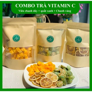 Combo trà Vitamin C mỗi túi 100g Viên chanh dây, Quất xanh, Chanh vàng giúp detox, giảm cân, giải khát