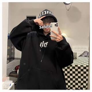 Áo Hoodie OH Basic form rộng unisex tay phồng hình in mũ