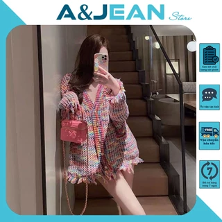 Áo khoác len cardigan cầu vồng nhiều màu thời trang | A&JEAN STORE