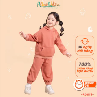 Bộ đồ nỉ bé gái ALBERKIDS tai thỏ 2 màu đỏ, cam hồng đào xinh đẹp cho trẻ em 2,3,4,5,6,7,8,9,10,11,12 tuổi [AG0115]