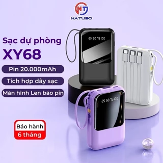 Sạc dự phòng 20000mAh 10000mAh sạc nhanh pin mini dung lượng lớn có sẵn dây sạc nhiều điện thoại – Natuso XY68