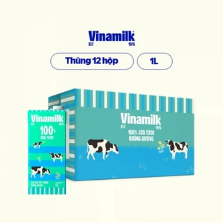 NOW SHIP- Thùng 12 hộp sữa Vinamilk 1 lít không đường