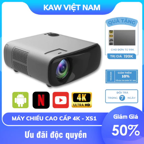 Máy Chiếu 4K Androi KAW XMAX10 Cao Cấp, Chất Lượng 4K, Âm Thanh Hay, Xem Phim, Dạy Học, Văn Phòng, Bảo Hành 12 Tháng