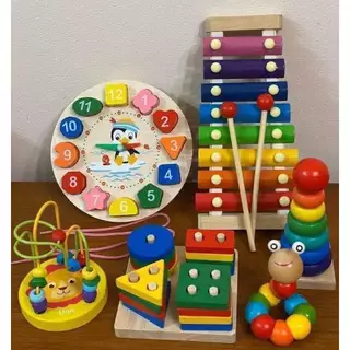 COMBOO 6 MÓN ĐỒ CHƠI GỖ THÔNG MINH NHIỀU MÀU SẮC CHO BÉ - ĐỒ CHƠI THEO PHƯƠNG PHÁP MONTESSORI