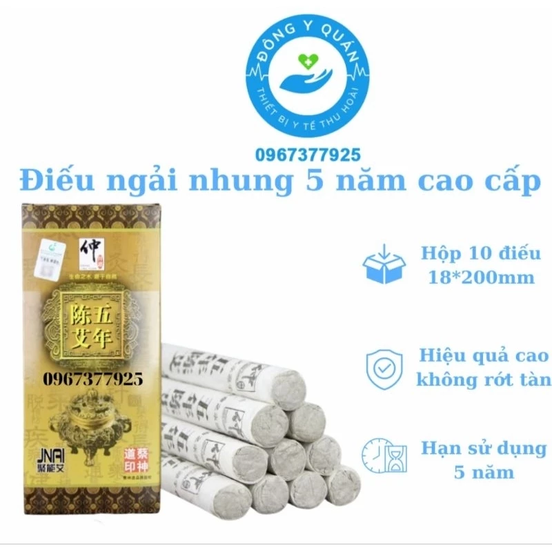 Hôp 10 điếu ngải nhung cao cấp sử dụng trong  cứu ngải truyền thống- Ngải nhung nguyên chất 5 năm 100%