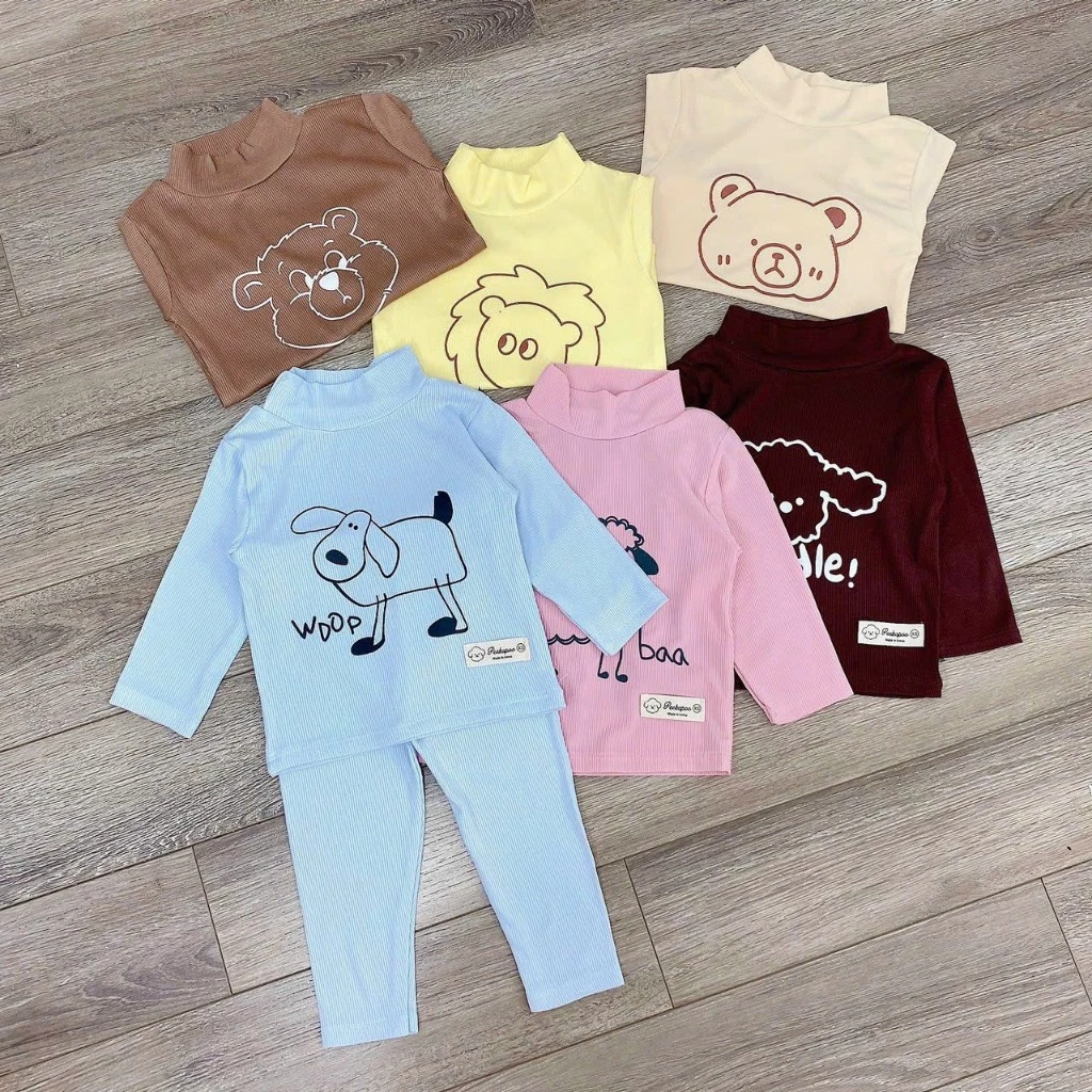 Bộ dài tay cổ 5 phân gân mềm Peekaboo