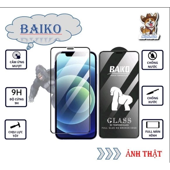 Kính cường lực Baiko full màn cho Xiaomi Redmi 8 8A 9 9A 9C 10 10A 10A 12C