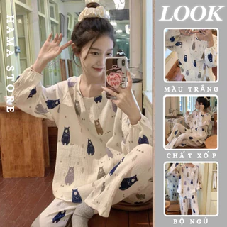 Đồ Bộ Pijama dài tay bộ mặc ở nhà họa tiết cute dễ thương phong cách Hàn Quốc- BND25