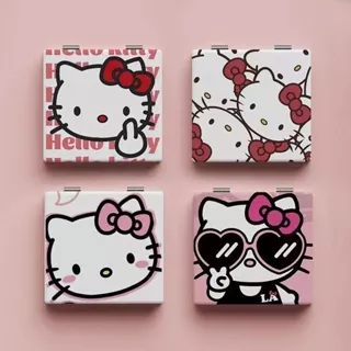 Gương Trang Điểm Kitty Mini Gấp Gọn- Gương cầm tay 2 mặt hình vuông JUNNEW