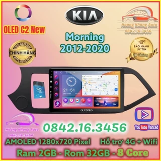 Màn hình Android OLED C2 New Theo Xe KIA MORNING 2012 - 2020, 9 inch kèm dưỡng và jack nguồn zin