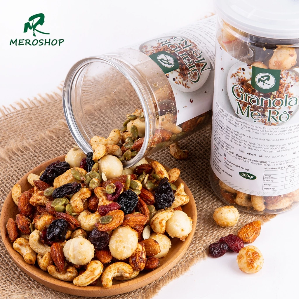 500GRAM GRANOLA NGŨ CỐC SIÊU HẠT 100% HẠT - KHÔNG YẾN MẠCH NƯỚNG MẬT ONG