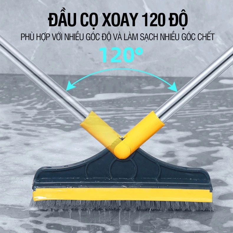 Chổi Chà Sàn Nhà Tắm Thiết Kế Đầu Gạt Nước Và Đầu Chổi Xoay 120 Độ Quét Nhà Siêu Sạch