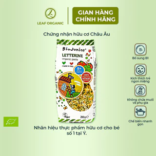 Mì nui ăn dặm hữu cơ cho bé hình chữ cái Bio Junior 200g (Từ 8 tháng tuổi)