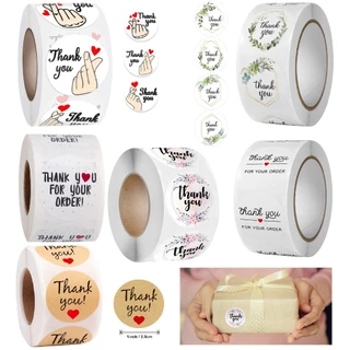 (SIZE 2,5CM NHIỀU MẪU) Cuộn 500 Sticker Thank You, Nhãn dán cảm ơn, Tem Thank You 2,5cm