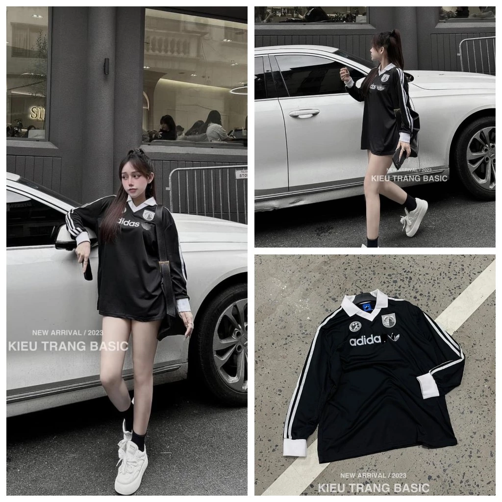 Áo Phông Áo Thun Nữ Áo Polo Tay Dài Dáng Thụng Cotton 40-70kg Bầu Bì 70kg Bon Chen Được mẫu AOPHONGPOLOADIDAS. D275