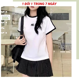 Áo thun nữ ngắn tay cổ tròn LILY, form ôm body nhẹ siêu tôn dáng chất vải BoZip co dãn 4 chiều mềm mại AT7