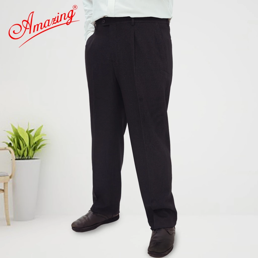 Quần vải trung niên, tây âu màu xám, 1 ly, form Regular căn bản, dáng rộng,big size tới 110kg