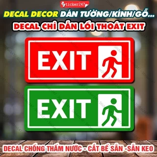 Biển Báo Chỉ Dẫn Lối Thoát Exit  🌈𝑭𝒓𝒆𝒆𝒔𝒉𝒊𝒑 Decal Bảng Lối Thoát Exit - Sticker Decor Dán Kính, Tường, Gạch Men, Gỗ