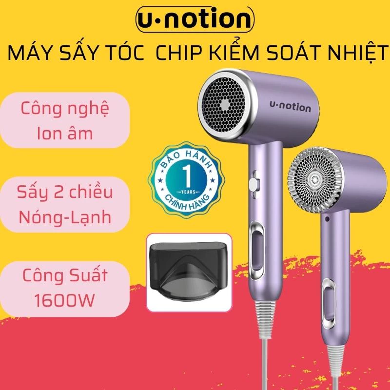 Máy Sấy Tóc Công Suất Lớn 1600W Tạo Kiểu Hai Chiều Nóng Lạnh, Kiểm Soát Nhiệt Tự Động