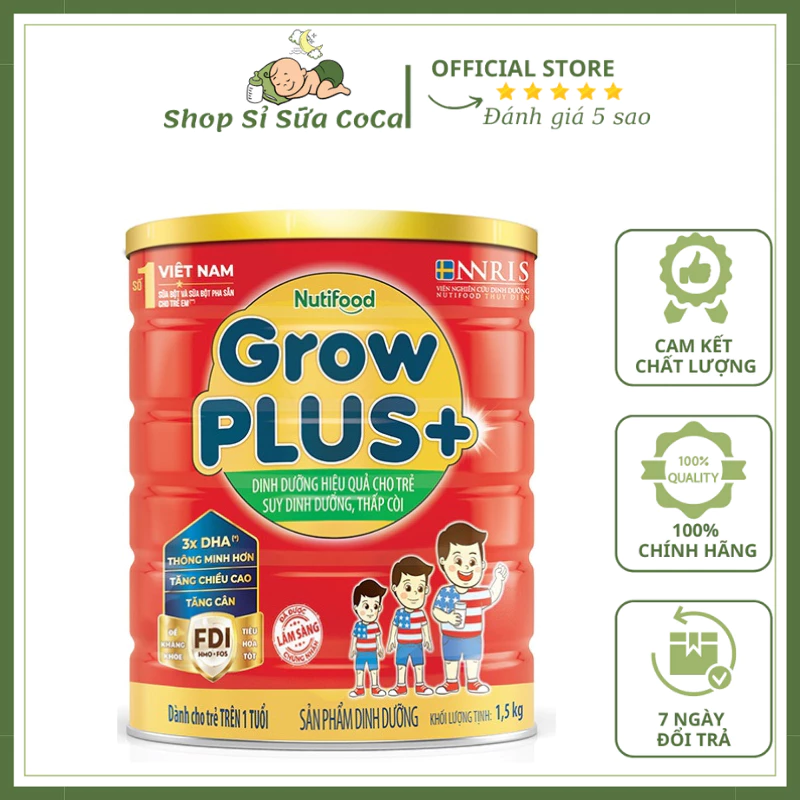 Sữa Bột Growplus Đỏ 1.5kg Nutifood Trên 1 Tuổi Date 2025