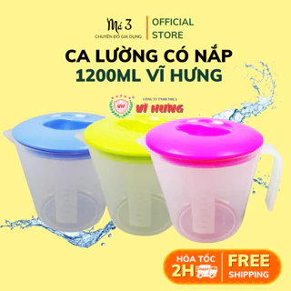 Ca lường có nắp, ca nhựa định lượng 1200ml kèm nắp Vĩ Hưng