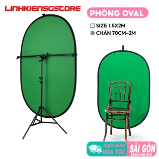 Phông nền méo Xanh Lá hình oval 150x200cm kèm tay treo phông chân cao 2 mét hỗ trợ quay video , dạy học phát trực tiếp