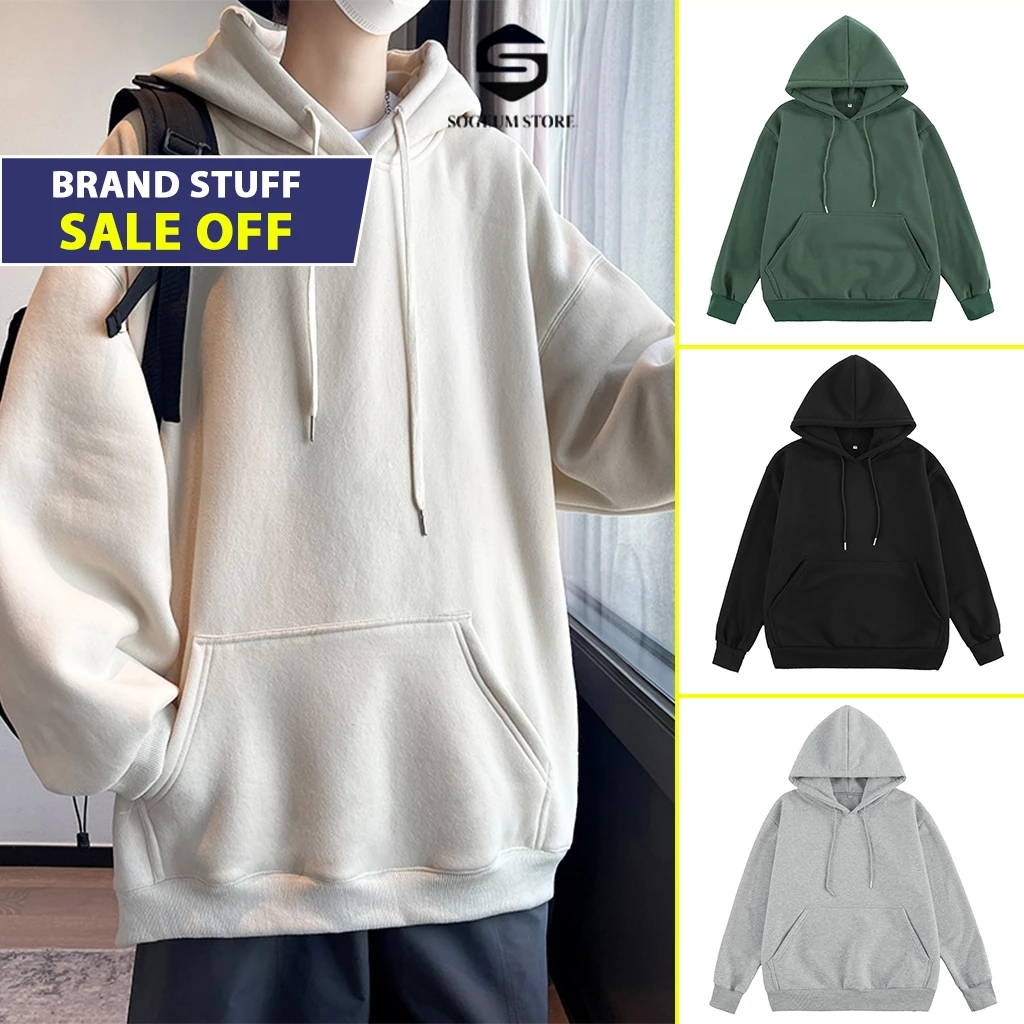 Áo Hoodie Trơn Nam nữ Unisex Form Rộng, Áo khoác Hoodie Thu Đông Chất Nỉ bông ấm áp Sogeum