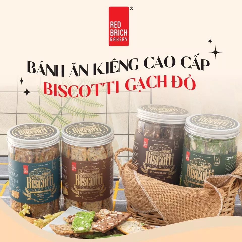 Bánh Biscotti Gạch Đỏ Siêu Hạt, Ngọt Từ Gạo Lứt Và Mật Ong, Chuẩn Ăn Kiêng Healthy