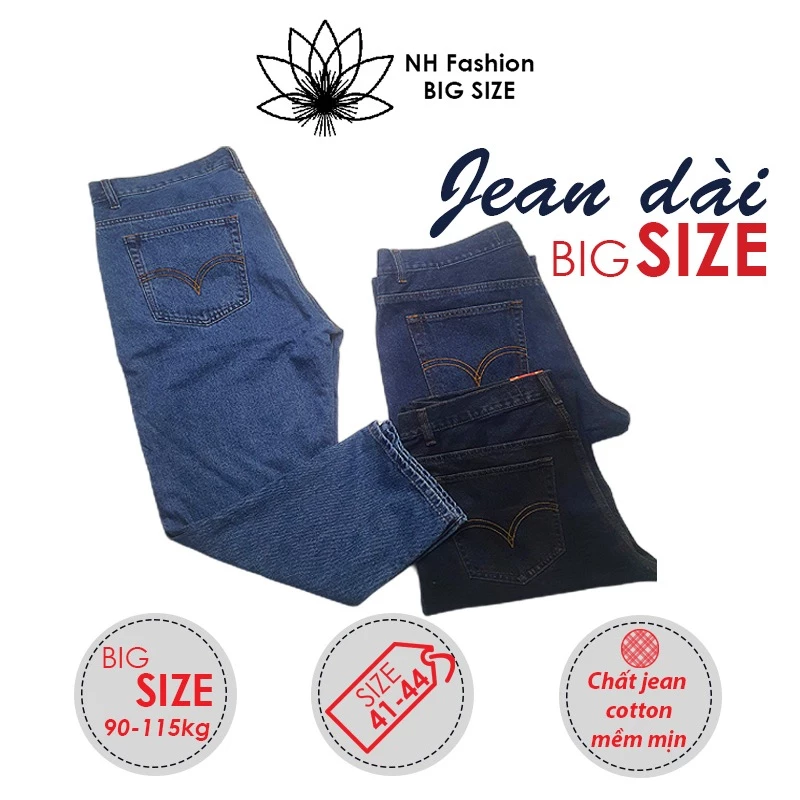 Quần jean nam BIG SIZE đến 115kg, quần bò chất dày dặn form suông - NH Shop