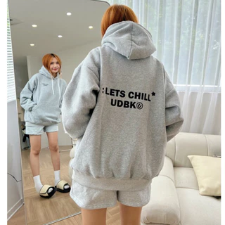 Áo hoodie nỉ bông, Áo nỉ unisex In Chữ 2 Mặt LET CHILL Su Min Min