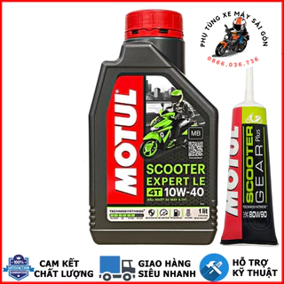 Nhớt xe tay ga Motul Scooter Expert LE 4T 10W40 và láp Motul