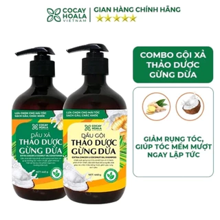 Dầu Gội Thảo Dược Hữu Cơ Gừng Dừa Hữu Cơ Cocayhoala Cao Cấp COCAYHOALA Giảm Rụng Tóc Giúp Tóc Mềm Mượt Dung tích 440g