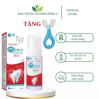 Kem đánh răng dạng bọt Midbos thương hiệu Midkid hữu cơ nuốt được cho bé từ 1 tuổi lọ 60ml