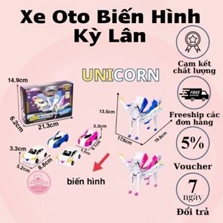 Đồ Chơi Oto Biến Hình Kỳ Lân Pegasus Tự Động, Hai Xe Ô Tô Biến Hình Robot Ngựa Unicorn Cho Bé Trai Bé Gái