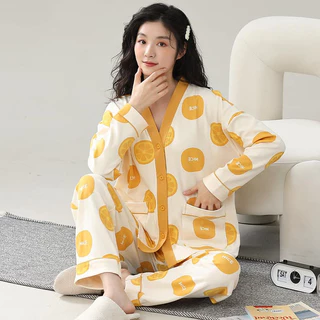 (HÀNG MỚI VỀ) Bộ Mặc Nhà Pyjamas Thiết Kế Cổ Chất Liệu 100% Cotton Mềm Mịn, Thoải Mái