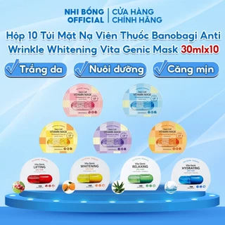 Hộp 10 Túi Mặt Nạ Viên Thuốc / Mặt Nạ Giấy Viên Thuốc Banobagi Anti Wrinkle Whitening Vita Genic Mask Hàn Quốc