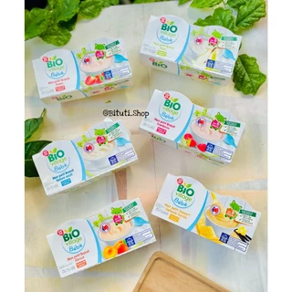 Sữa chua phô mai, Váng sữa hữu vơ Bio Village BéBé Pháp lốc 4 hộp x 100g (AIR)