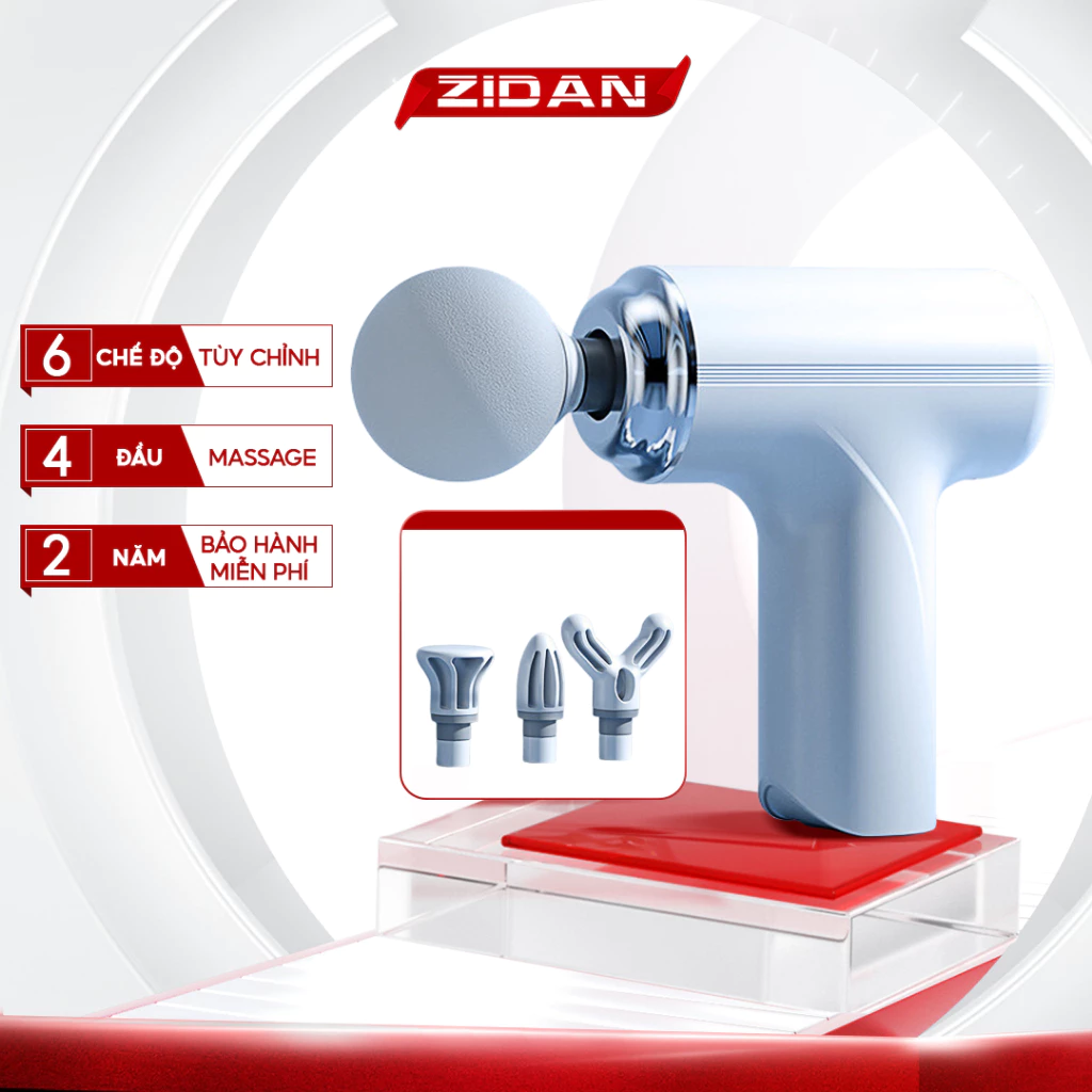 Máy massage cầm tay mini cao cấp có cảm biến Zidan chính hãng mát xa gun bộ máy giãn cơ đấm lưng nhỏ gọn 6 chế độ
