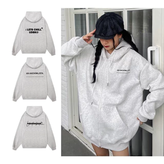 Áo Hoodie Zip Nỉ Bông Xám Tiêu In Hình Nhiều Mẫu , Áo Khoác Nỉ Nam Nữ Form Rộng Basic