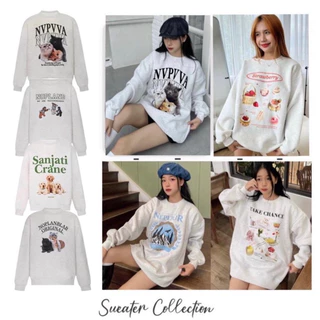 Áo Sweater Nỉ Bông Form Rộng Nam Nữ Unisex Dáng Oversize Xám Tiêu In Hình Vải Nỉ Bông Cao Cấp