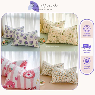 Vỏ Gối Đầu Cotton Đũi Hàn Quốc Kích Thước 48*74cm