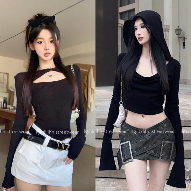 (SẴN) TKLIHN Áo len Ulzzang ôm BODY hot TREND 2023 Áo len cắt xẻ CÁ TÍNH áo len khoét lưng sâu FASHIONITA