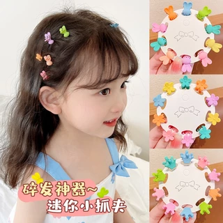 Set 10 kẹp mái nhỏ mini cầu vồng nhiều màu bằng nhựa phong cách Hàn Quốc cho bé gái