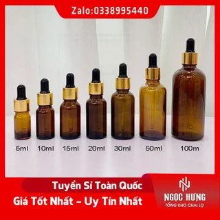 Lọ Chiết Serum 🏵️ Lọ Chiết Mỹ Phẩm Thủy Tinh Nắp Bóp Nhỏ Giọt Khoen Vàng 5ML/10ML Dùng Đựng Tinh Dầu, Serum