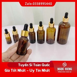 Lọ Chiết Serum 🏵️ Lọ Thủy Tinh Nắp Bóp Nhỏ Giọt Khoen Đen 15ML/20ML/30ML Thiết Kế Nhỏ Gọn,  Chiết Mỹ Phẩm Du Lịch