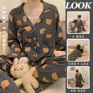 Bộ đồ nữ Pijama lụa dài tay quần dài hoạt hình ullazang mặc ở nhà mùa đông cao cấp chất dày phong cách hàn quốc-BND02