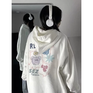 FOCUS local brand fashion vintage long sleeve women áo hoodie form rộng unisex levents 100%cotton