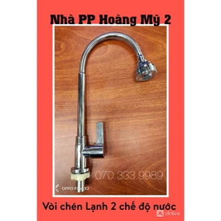 [Mã 412] Vòi Rửa Chén bát Lạnh inox mạ Crome bóng Đầu Tăng Áp 2 chế độ, xoay bi 360 độ