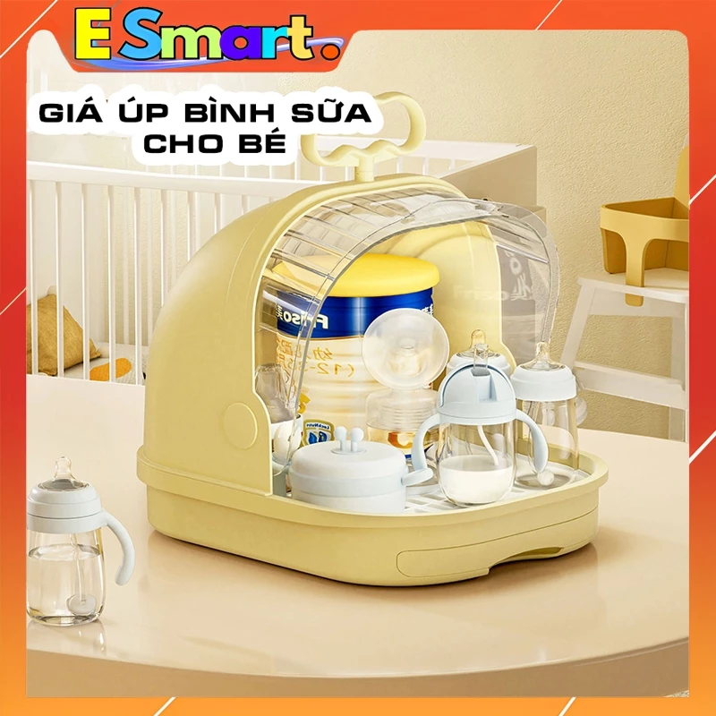 Giá Úp Bình Sữa Yeya Hình Cá Heo Cao Cấp - Hộp Đựng Bình Sữa Có Quai Xách, Nắp Đậy Chống Bụi Bẩn Ngăn Chặn Vi Khuẩn 99%